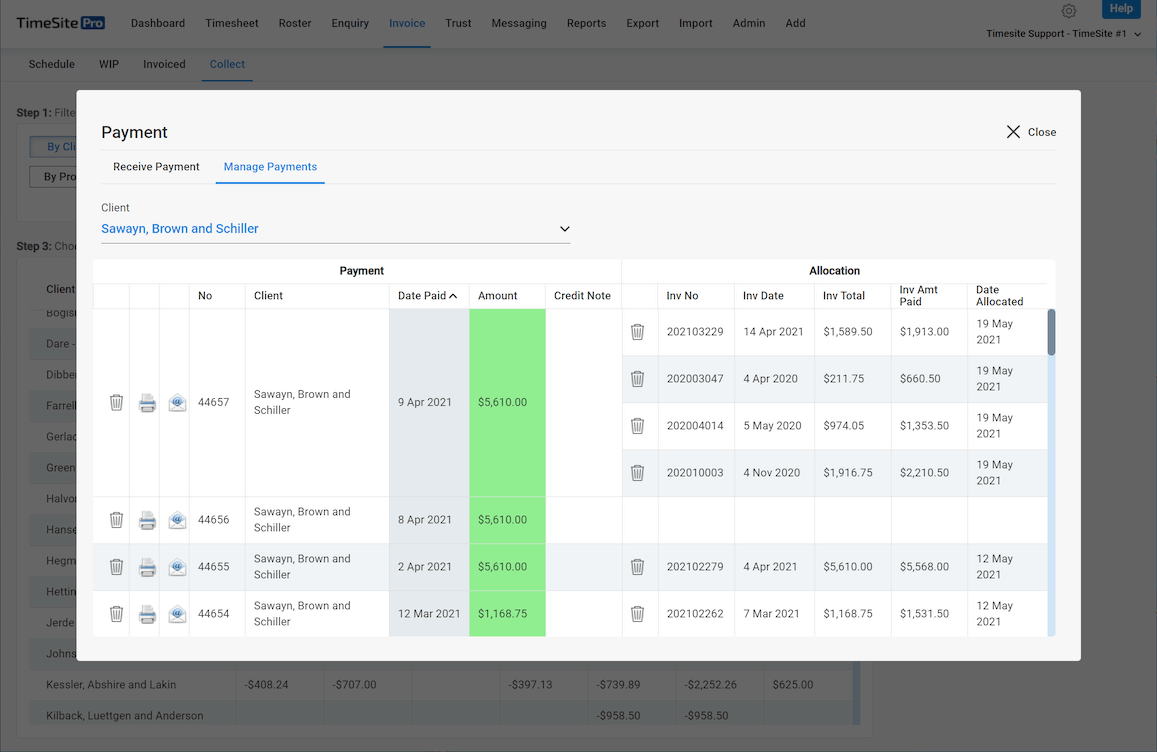 billing collect payment manage