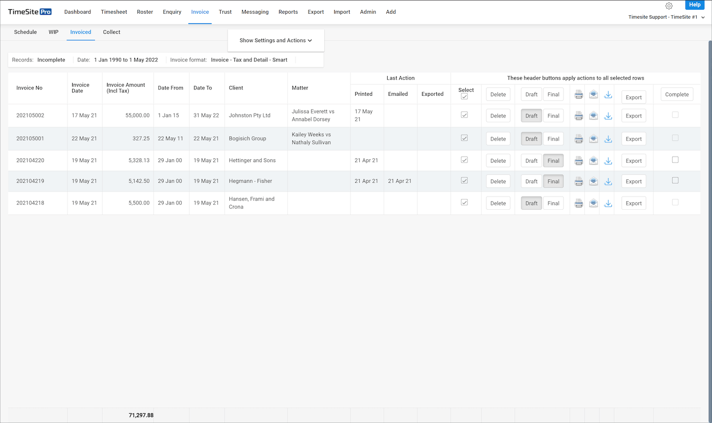 billing invoiced
