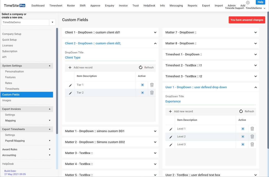 configuration personalisation custom fields