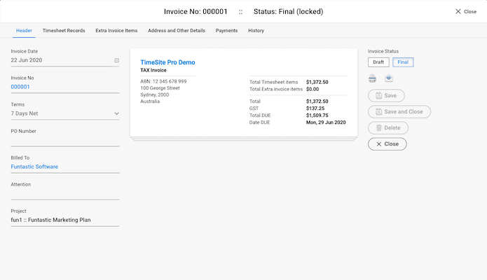 Time and fixed price billing