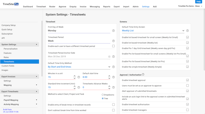 Extensive configuration options