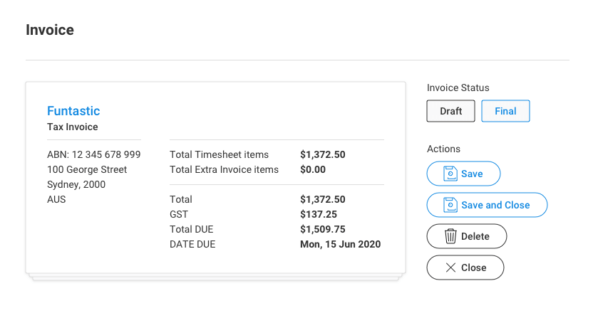 Invoice time and expense records